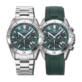 Stratos - Green Dial with Silver Stainless Steel Strap & Green Rubber Strap
